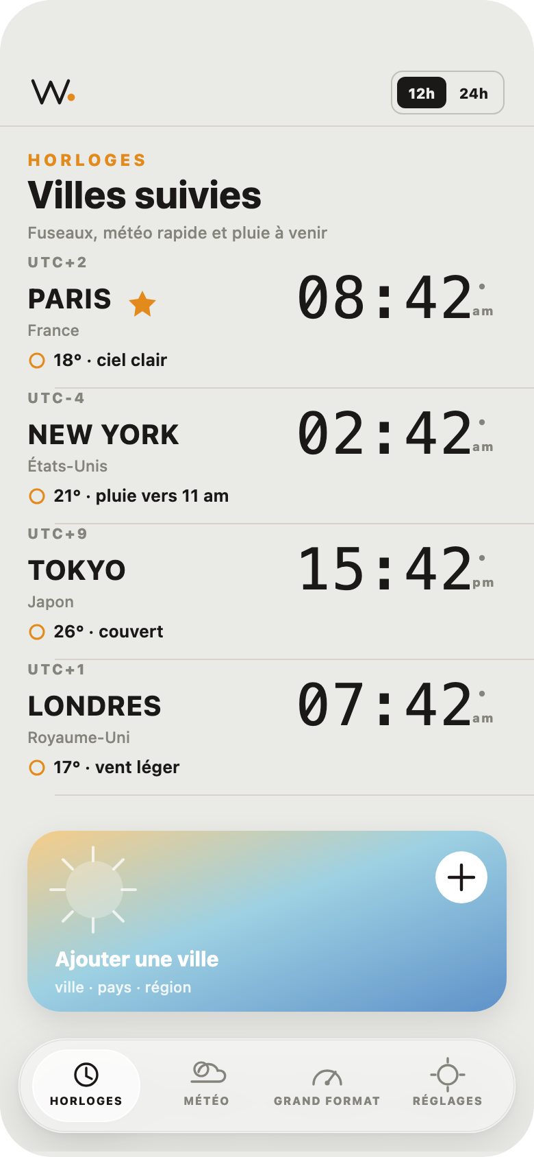 Concept visuel : Horloges mondiales